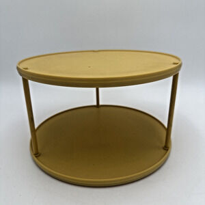 Vtg Rubbermaid Lazy Susan 2 Tier Round Turntable 70s Spice Yellow Gold 2709
